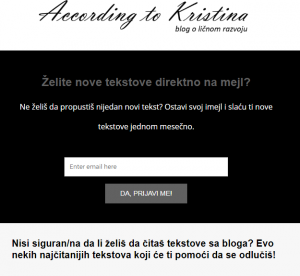 Prijava na newsletter © According to Kristina